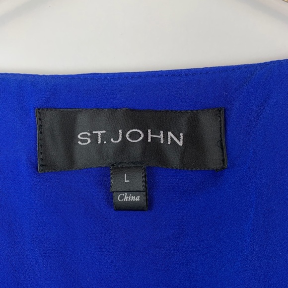 St. John Cobalt Blue Silk Poncho Batwing Bead Top - Picture 5 of 8